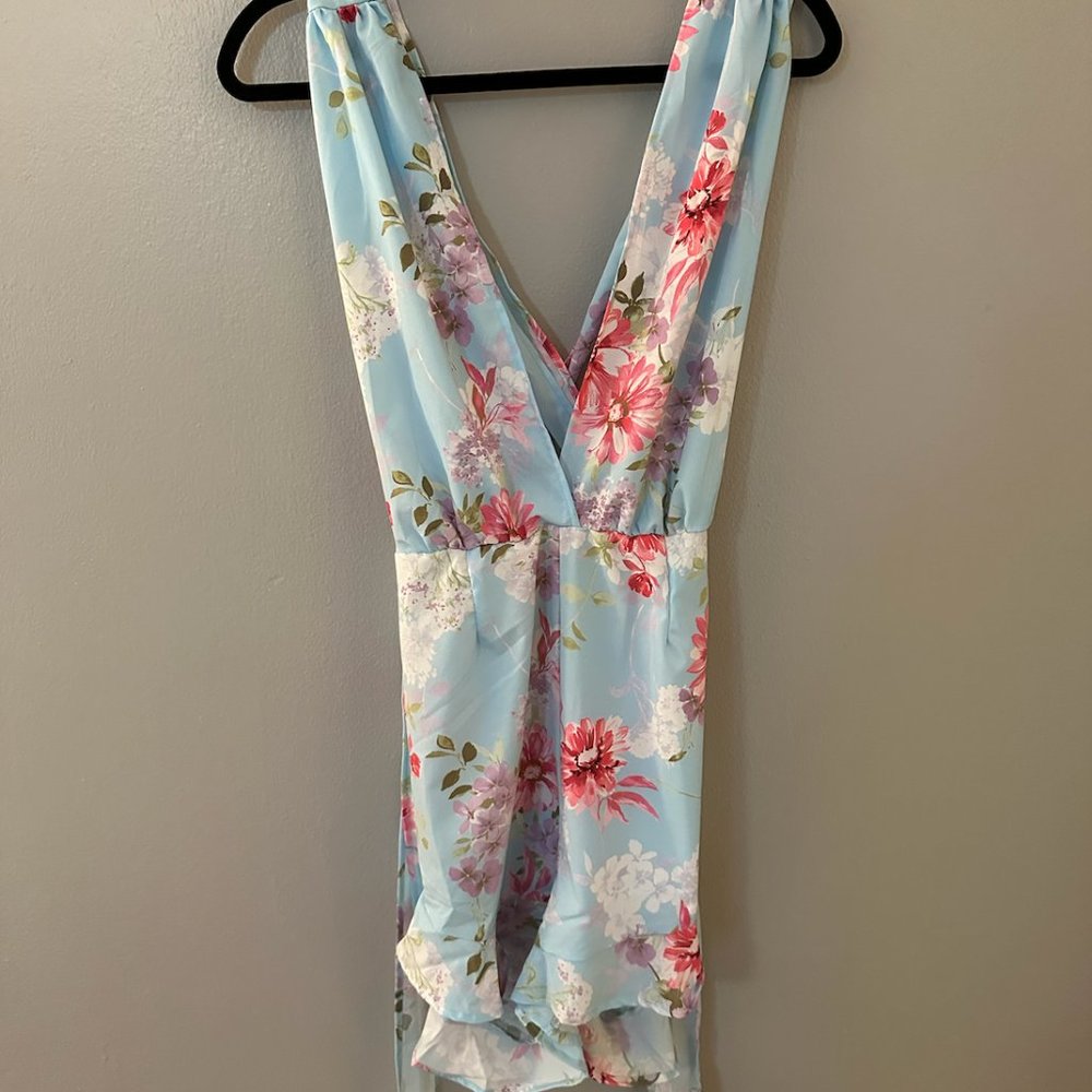 Haute Monde, Floral Print Cross Back Romper